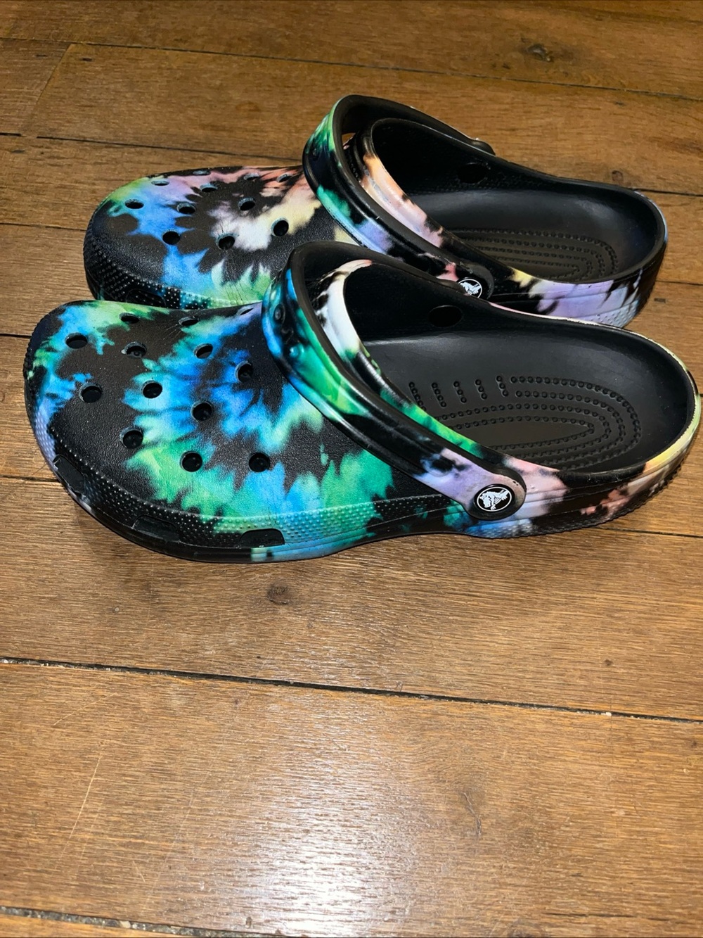 Crocs Men’s Tie-Dye Classic Clog Sandal Multicolor Blue / Black Sz 11